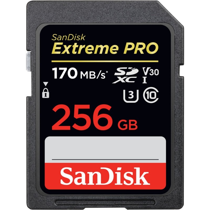 SanDisk 256GB Extreme PRO with 170Mb/s UHS-I SDXC Memory Card